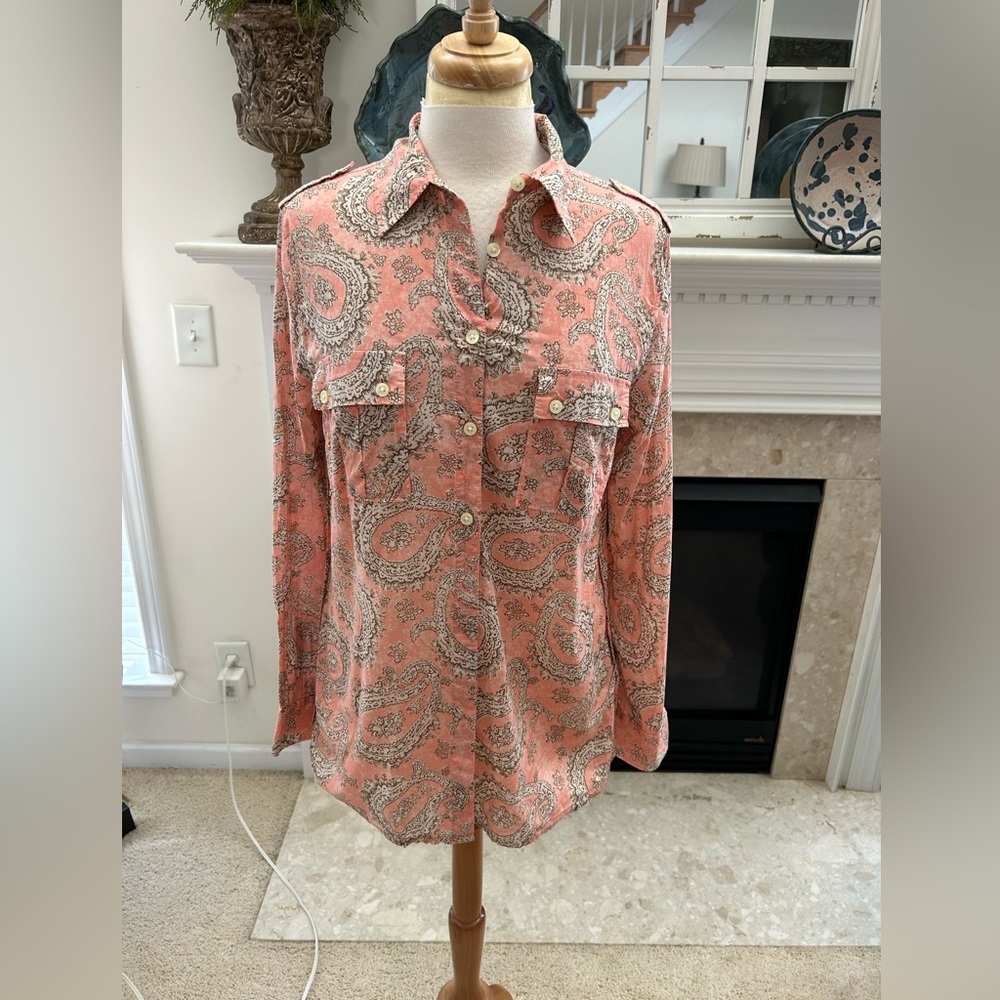 Banana Republic Peach and Cream Paisley Shirt